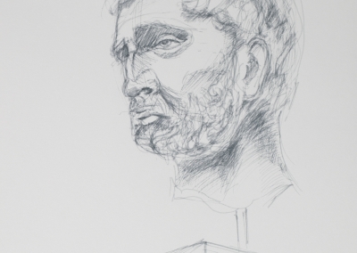 w podróży, portret głowy w Muzeum Archeologicznym / Ateny 14x15cm