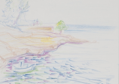 w podróży, Pireus 14x15cm rysunek kredką